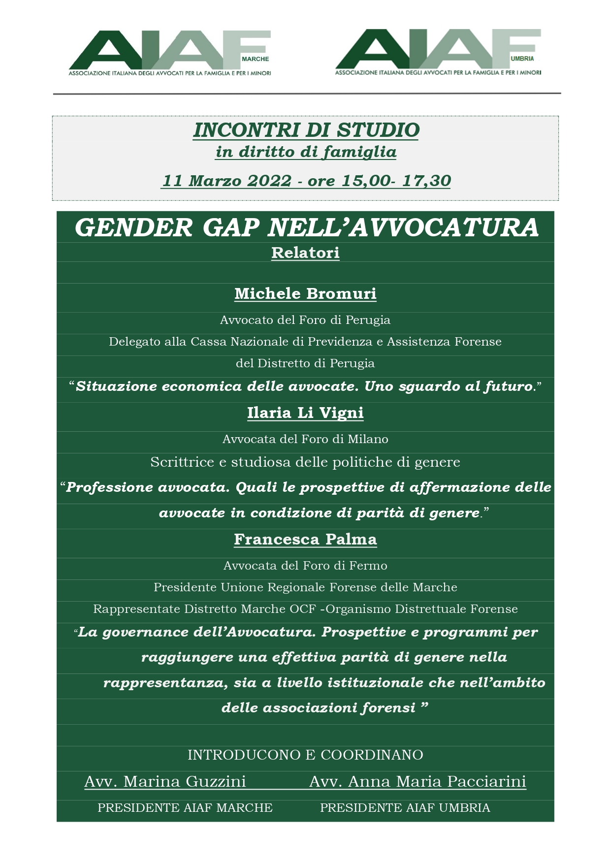 "GENDER GAP NELL'AVVOCATURA", l'evento in programma l'11 marzo